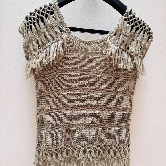Jonathan Simkhai Tan Knit Fringe Top - Picture 3 of 3